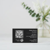 Bit Me QRコード私たちはBitcoinsを受け入れカスタムる黒 名刺 (スタンド正面)