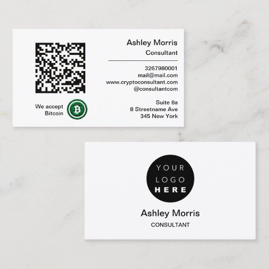 Bit Me QRコードBitcoinsコンサルタントロゴを受け付ける 名刺 (正面/裏面)