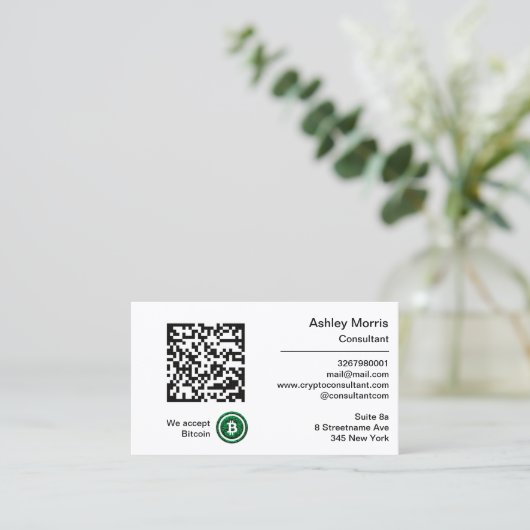 Bit Me QRコードBitcoinsコンサルタントロゴを受け付ける 名刺 (スタンド正面)