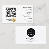 Bit Me QRコードBitcoinsコンサルタント金ゴールドを受け入れる 名刺 (正面/裏面)