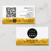 Bit Me QRコードWe Accept Bitcoins金ゴールドグリッター 名刺 (正面/裏面)