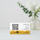 Bit Me QRコードWe Accept Bitcoins金ゴールドグリッター 名刺 (スタンド正面)