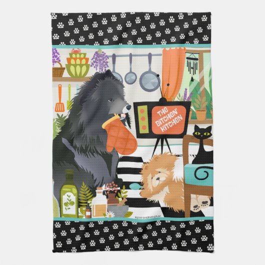 BITCHEN KITCHEN cute dog cooking キッチンタオル (縦)