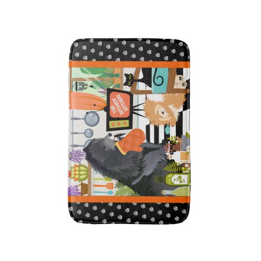 BITCHEN KITCHEN cute dog cooking chef floor mat バスマット (正面縦)