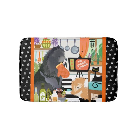 BITCHEN KITCHEN cute dog cooking chef floor mat バスマット (正面)