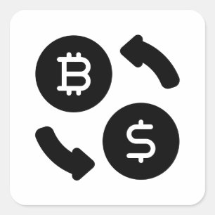 BitcoinからUSドルへのアイコン スクエアシール
