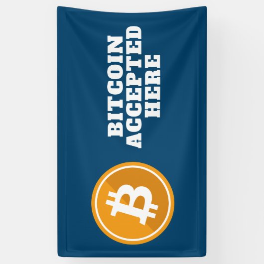 Bitcoinが受け入れ先 – デジタル暗号通貨 横断幕 (縦)