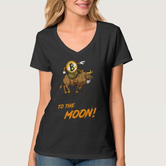 Bitcoinが月Btcブル暗号ホドラーにホテル Tシャツ (正面)