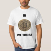 bitcoinで私達は信頼します tシャツ (正面)