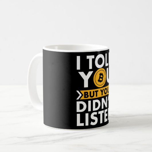 Bitcoinについて話したけど、話してない聞よ コーヒーマグカップ (正面左)