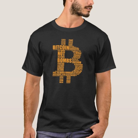 Bitcoinのない爆弾-雲の黒いTシャツ Tシャツ (正面)
