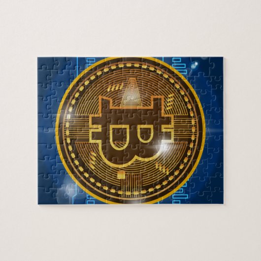 Bitcoinのクールなロゴおよびグラフデザイン ジグソーパズル (横)
