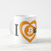 BitcoinのマグI愛bitcoin コーヒーマグカップ (正面左)