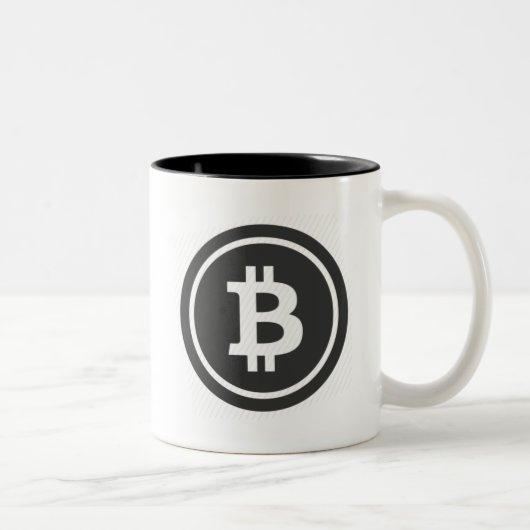 Bitcoinのロゴのコーヒー・マグ ツートーンマグカップ (右)