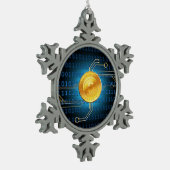 Bitcoinのロゴの記号の暗号のクリスマスのオーナメント スノーフレークピューターオーナメント (左)