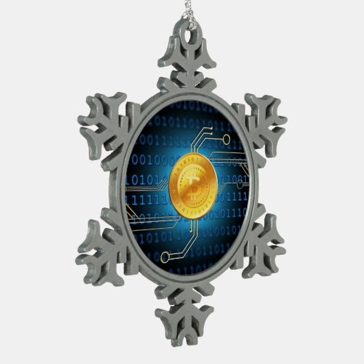 Bitcoinのロゴの記号の暗号のクリスマスのオーナメント スノーフレークピューターオーナメント (左)