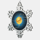 Bitcoinのロゴの記号の暗号のクリスマスのオーナメント スノーフレークピューターオーナメント (右)