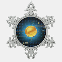 Bitcoinのロゴの記号の暗号のクリスマスのオーナメント スノーフレークピューターオーナメント