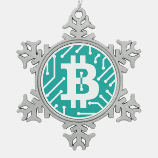 Bitcoinのロゴの記号の暗号のクリスマスのオーナメント スノーフレークピューターオーナメント