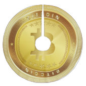 Bitcoinのロゴの記号の暗号のクリスマスツリーのスカート ブラッシュドポリエステルツリースカート (正面)