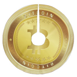 Bitcoinのロゴの記号の暗号のクリスマスツリーのスカート ブラッシュドポリエステルツリースカート