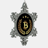 Bitcoinのロゴの記号の暗号の硬貨のクリスマスのオーナメント スノーフレークピューターオーナメント (左)