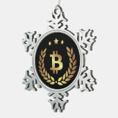 Bitcoinのロゴの記号の暗号の硬貨のクリスマスのオーナメント スノーフレークピューターオーナメント (右)