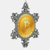Bitcoinのロゴの記号の暗号の硬貨のクリスマスのオーナメント スノーフレークピューターオーナメント (左)