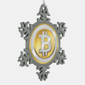 Bitcoinのロゴの記号の暗号の硬貨のクリスマスのオーナメント スノーフレークピューターオーナメント (左)