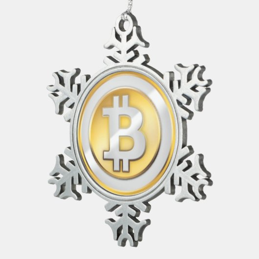 Bitcoinのロゴの記号の暗号の硬貨のクリスマスのオーナメント スノーフレークピューターオーナメント (右)
