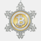 Bitcoinのロゴの記号の暗号の硬貨のクリスマスのオーナメント スノーフレークピューターオーナメント (正面)