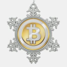 Bitcoinのロゴの記号の暗号の硬貨のクリスマスのオーナメント スノーフレークピューターオーナメント