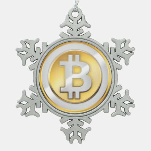 Bitcoinのロゴの記号の暗号の硬貨のクリスマスのオーナメント スノーフレークピューターオーナメント (正面)