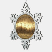 Bitcoinのロゴの記号の金ゴールドの暗号のクリスマスのオーナメント スノーフレークピューターオーナメント (右)