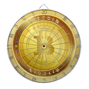 Bitcoinのロゴの記号のCryptocurrencyの硬貨のダート盤 ダーツボード