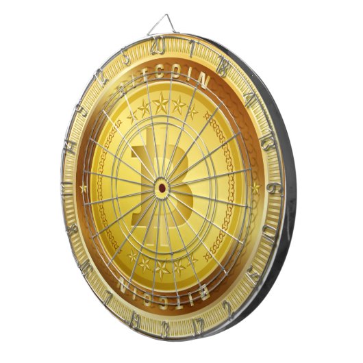 Bitcoinのロゴの記号のCryptocurrencyの硬貨のダート盤 ダーツボード (正面右)