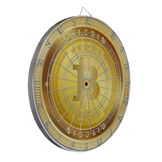 Bitcoinのロゴの記号のCryptocurrencyの硬貨のダート盤 ダーツボード (正面左)