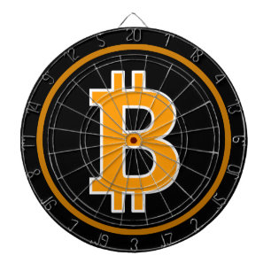 Bitcoinのロゴの記号のCryptocurrencyの硬貨のダート盤 ダーツボード