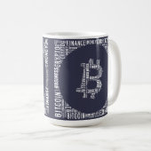 Bitcoinのロゴのwordartのグラフィック コーヒーマグカップ (正面右)