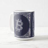 Bitcoinのロゴのwordartのグラフィック コーヒーマグカップ (正面左)