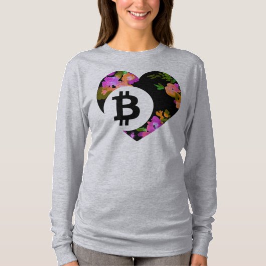 BITCOINの花柄のハートCryptoNook Tシャツ (正面)