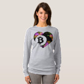 BITCOINの花柄のハートCryptoNook Tシャツ (正面フル)