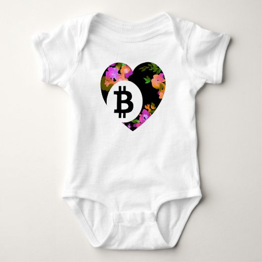 BITCOINの花柄のハートCryptoNook Tシャツ (正面)