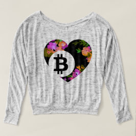 BITCOINの花柄のハートCryptoNook Tシャツ