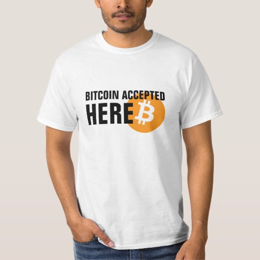 Bitcoinはここで受け入れ Tシャツ (正面)