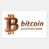 BitcoinはここでBTC暗号通貨支払いを受け入れた 長方形シール (正面)