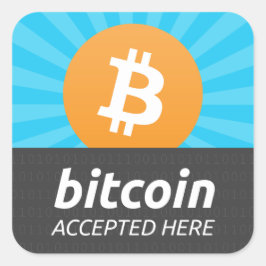 "Bitcoinはここに受け入れた"ステッカー スクエアシール
