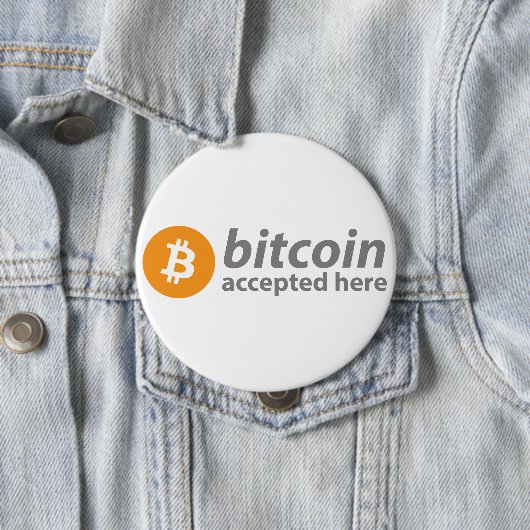 Bitcoinはバッジのあたりでここに受け入れました 缶バッジ (インサイチュ)