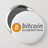 Bitcoinはバッジのあたりでここに受け入れました 缶バッジ (正面&裏面)
