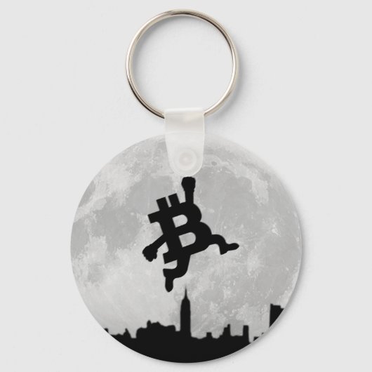 Bitcoinはムーングレーのキーチェーンにジャンプ キーホルダー (正面)